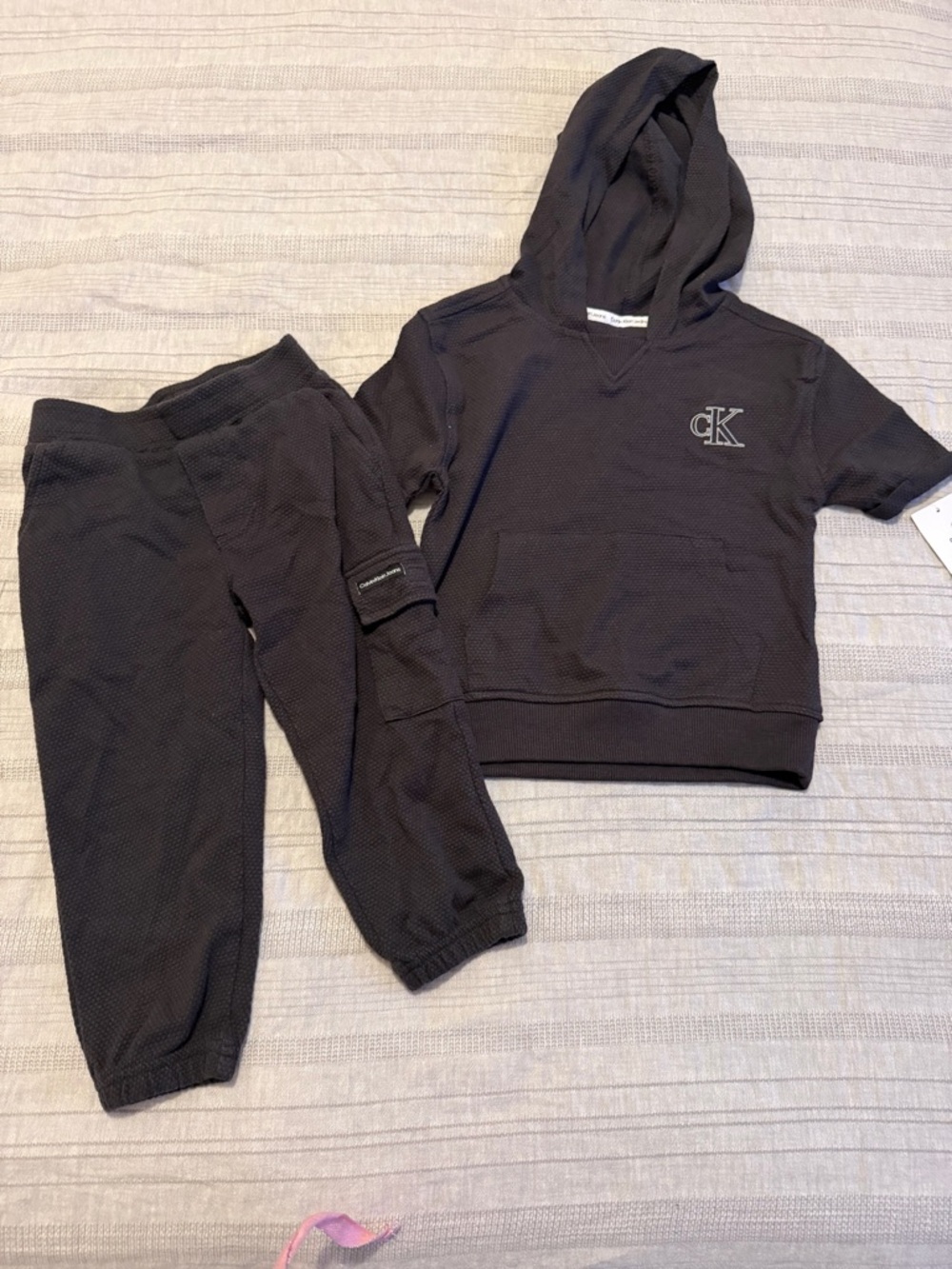 Calvin Klein Kids Black Short-Sleeve Hoodie & Joggers Set